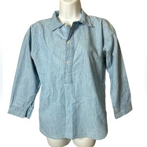 Ralph Lauren Button-Up Chambray Tunic Shirt 3/4 Sleeve Women’s Size 8